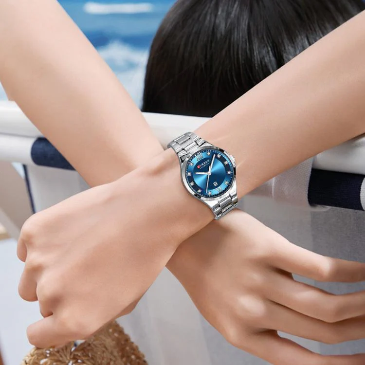 Curren Casual Steel Strap Ladies Calendar Watch(White Case Blue) - Image 7
