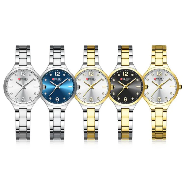 Curren Casual Steel Strap Women Watch(Gold White) - Image 2