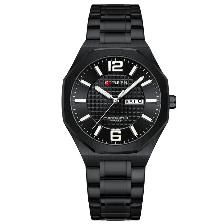 Curren Steel Band Calendar Men'S Business Quartz Watch(Black)