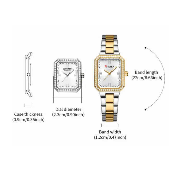 Curren Women Casual Steel Strap Watch(Gold Black) - Image 3