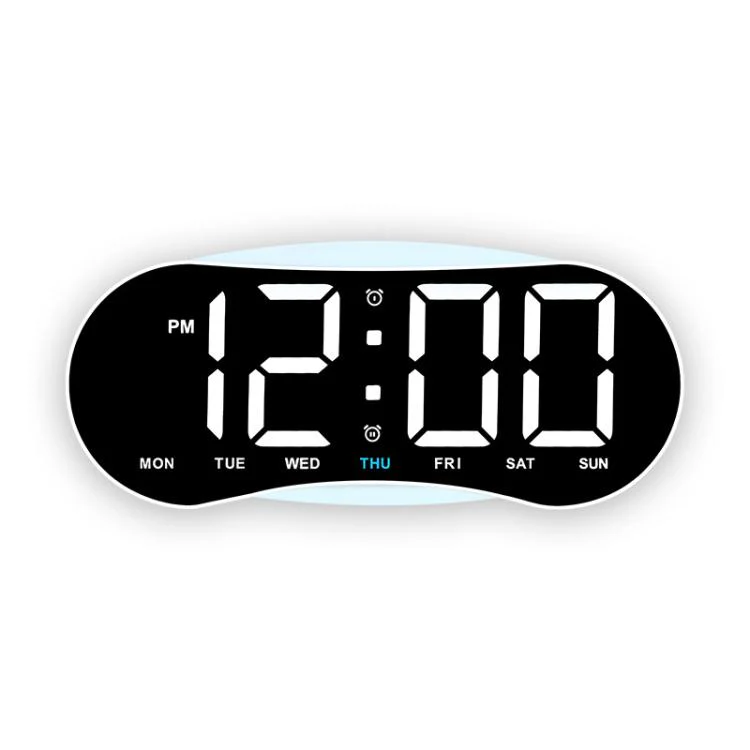 Curved LED Digital Wall Clock Large Display Desk Clock with Ambient Night Light, Day Date Temperature Dimmable for Bedroom Office(GH9032 White Shell White Light)