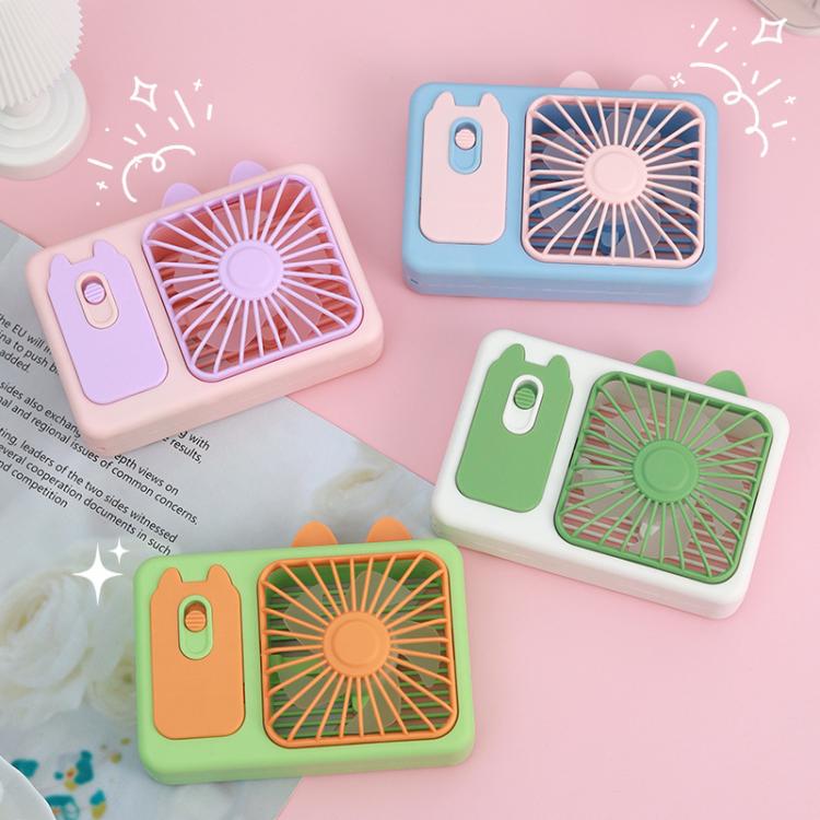 Cute Cartoon Kitten Camera Handheld Large Wind Rechargeable Fan With Stand Desktop Fan(Pink) - Image 2