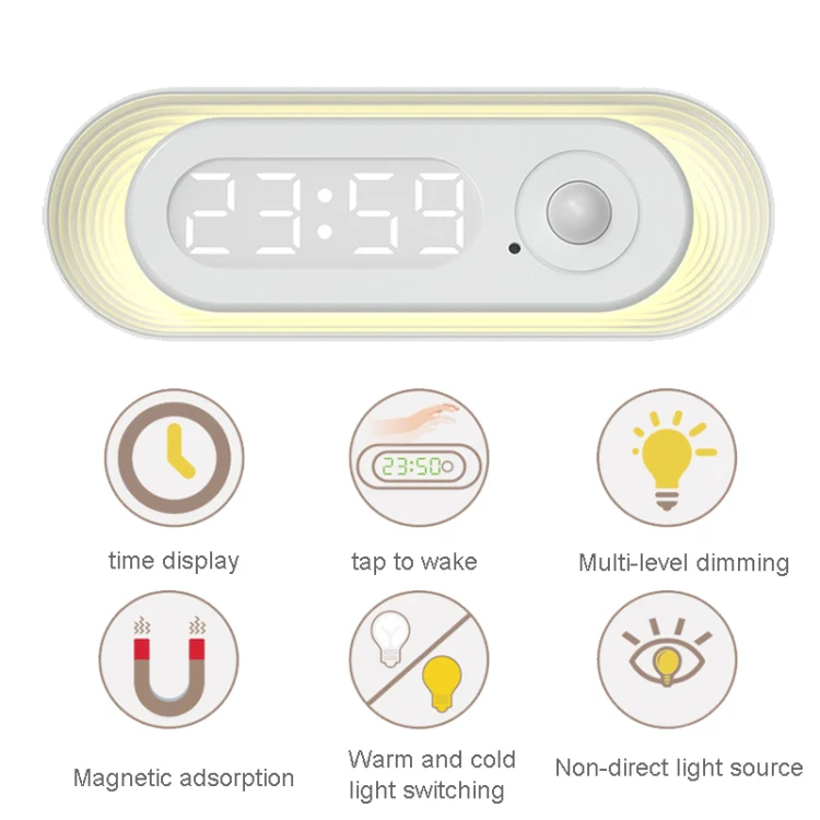 D05  Smart  Induction Magnetic Night Light with Time Display,Spec: Touch Dimming - Image 3