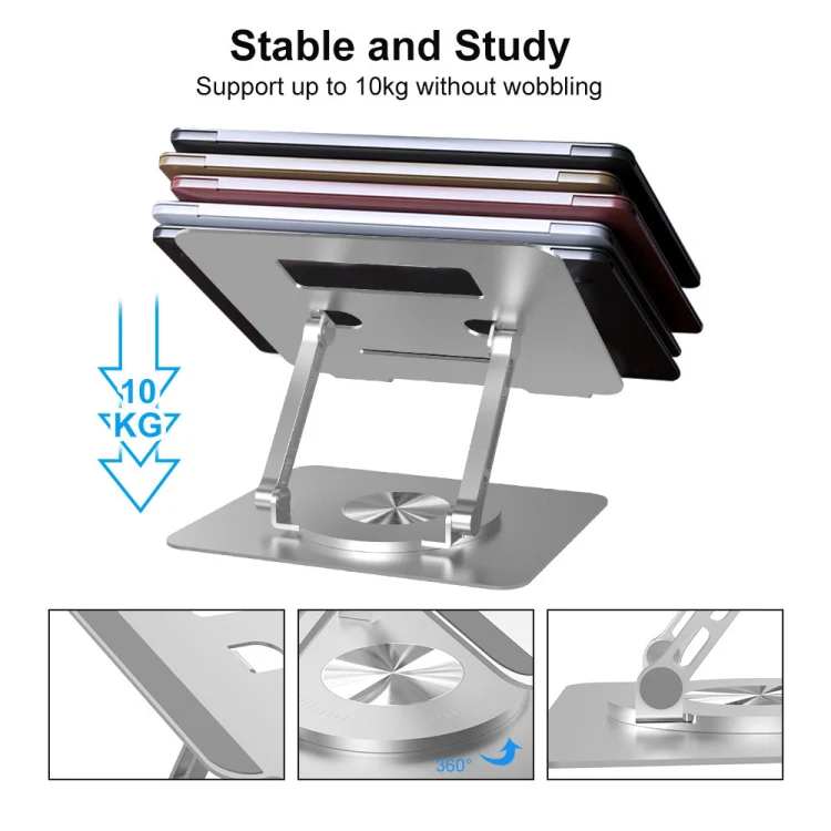 D088 Portable Aluminum 360 Degree Rotating Height Flexible Adjustable Notebook Laptop Stand - Image 3
