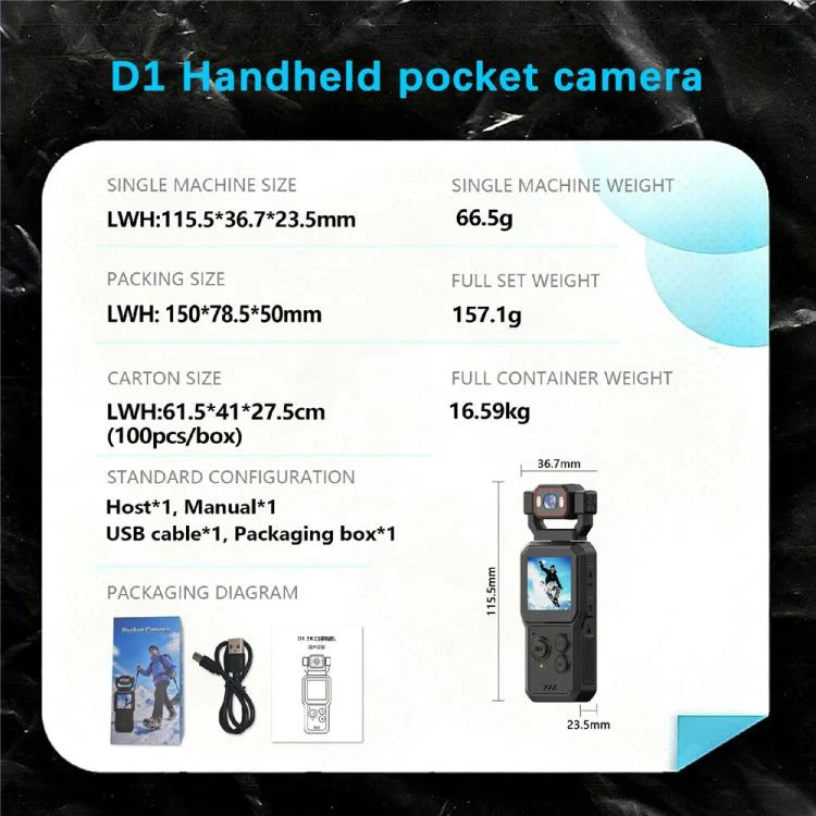 D1 4K HD Recording WiFi Bluetooth Vlogging Camera 1.54 Inch HD Screen Portable Handheld Camera - Image 9
