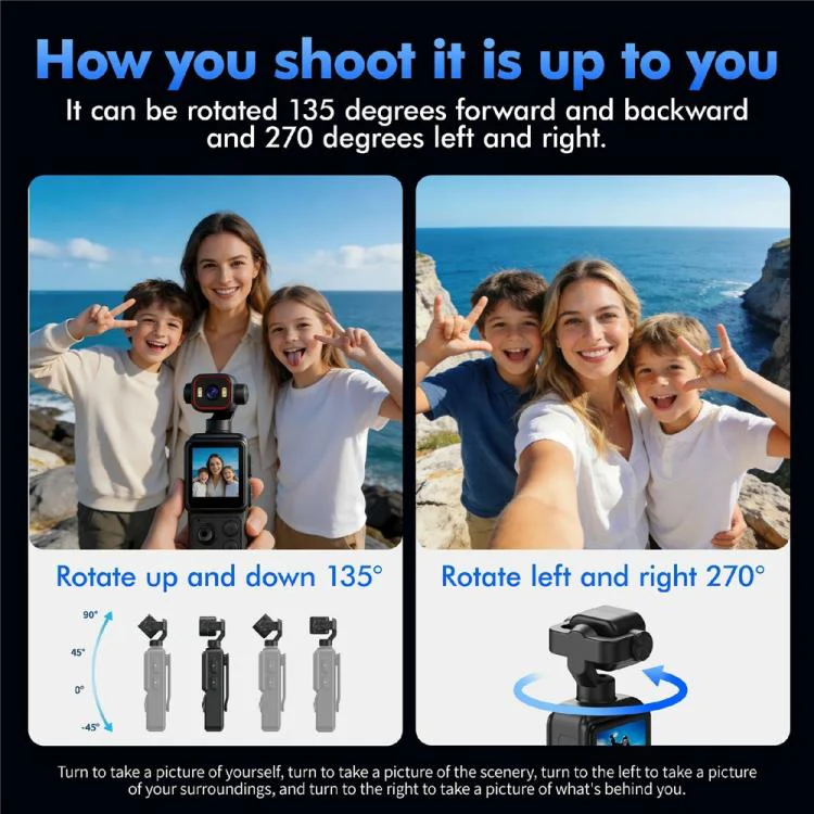 D2 4K Action Camera 270 Degree Rotation Lens 1.54 inch HD Screen WiFi Sports Camera with LED Light - Image 4