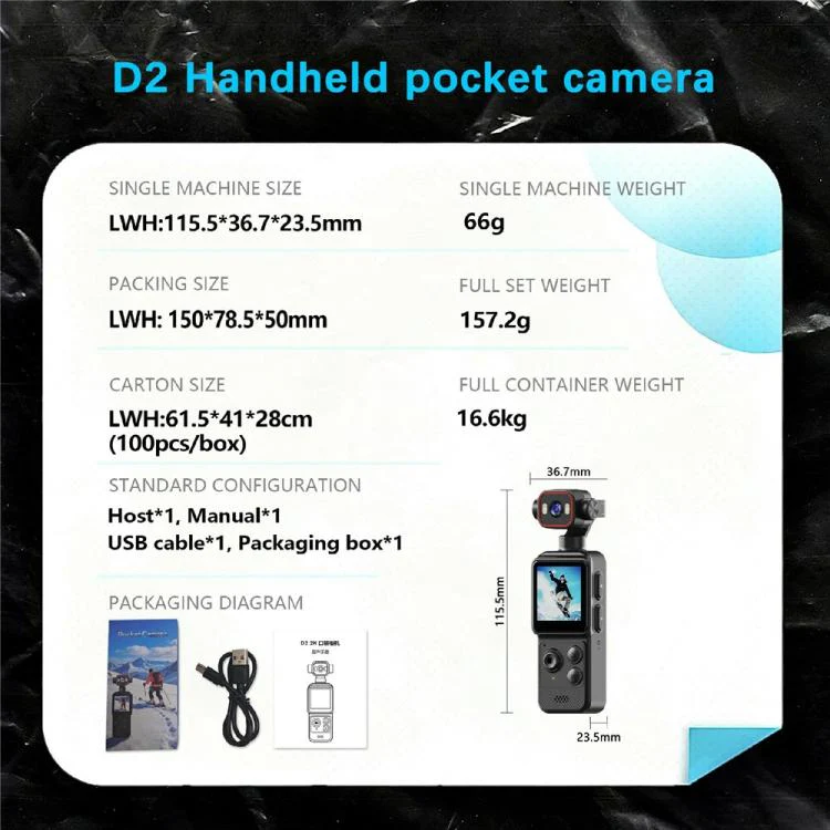 D2 4K Action Camera 270 Degree Rotation Lens 1.54 inch HD Screen WiFi Sports Camera with LED Light - Image 8