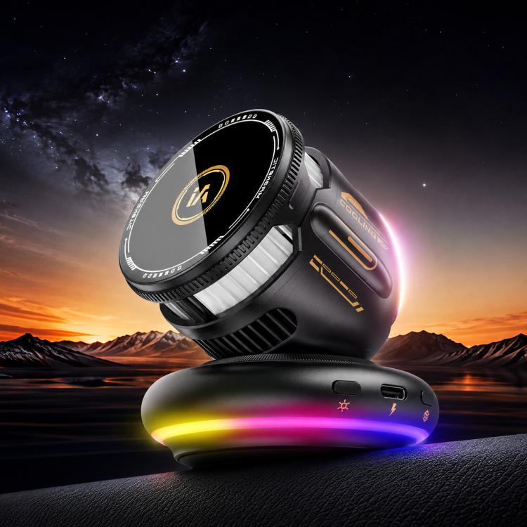 D3 15W Ice Magnetic Cooling RGB Car Mount Wireless Charging Phone Holder(Black)