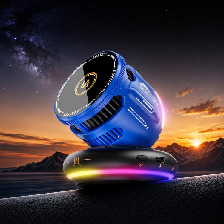 D3 15W Ice Magnetic Cooling RGB Car Mount Wireless Charging Phone Holder(Blue)