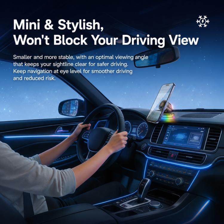 D3 15W Ice Magnetic Cooling RGB Car Mount Wireless Charging Phone Holder(Blue) - Image 3