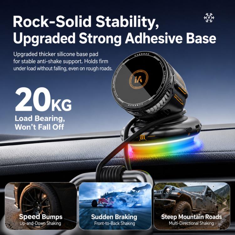 D3 15W Ice Magnetic Cooling RGB Car Mount Wireless Charging Phone Holder(Blue) - Image 4
