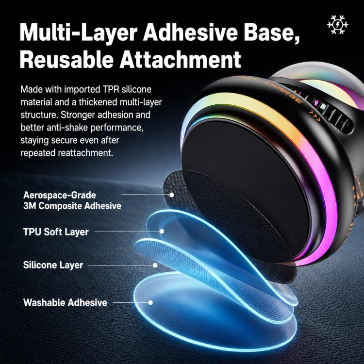 D3 15W Ice Magnetic Cooling RGB Car Mount Wireless Charging Phone Holder(Blue) - Image 5