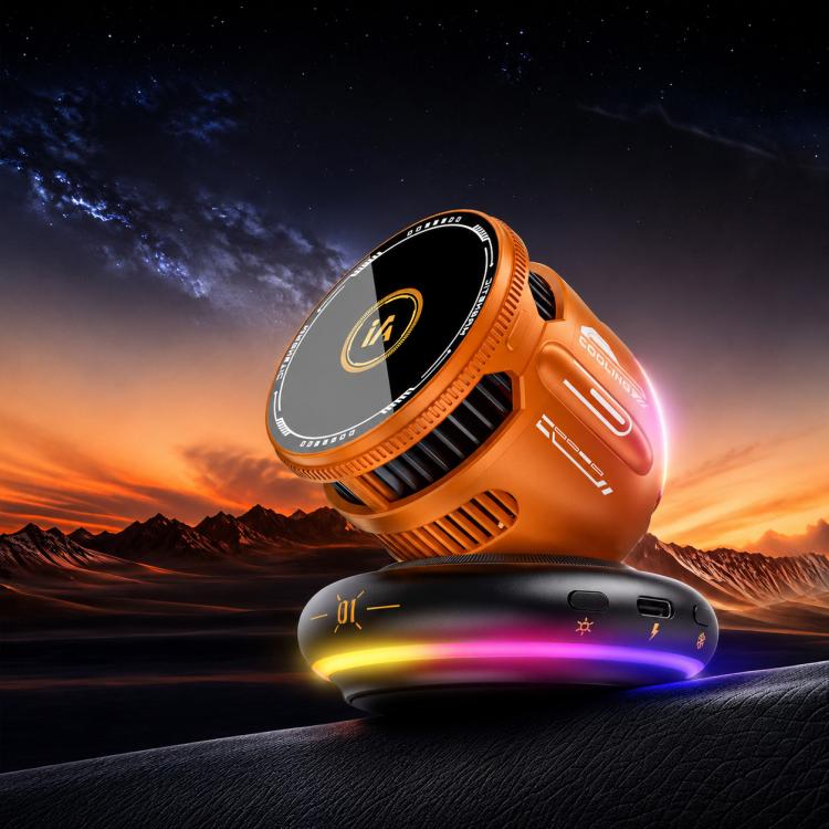 D3 15W Ice Magnetic Cooling RGB Car Mount Wireless Charging Phone Holder(Orange)