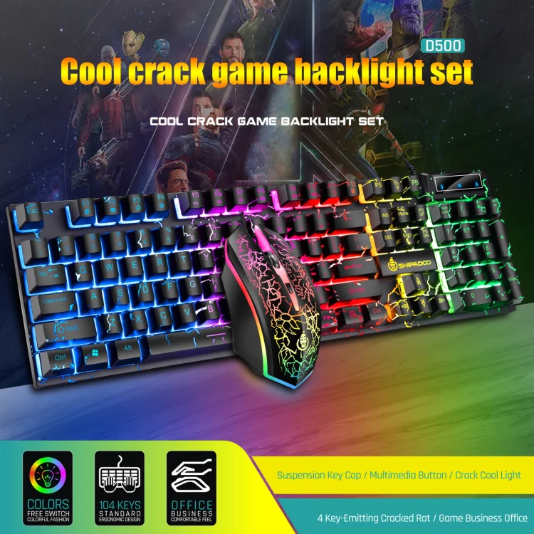 D500 Crack Game Backlight Keyboard Mouse Set - Image 4