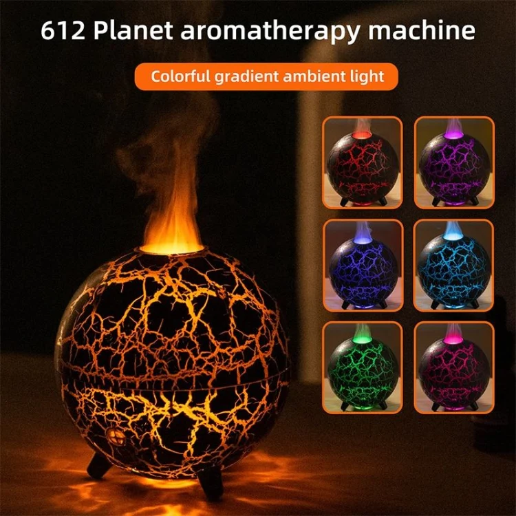 D612 USB Plug-in Colorful Gradient Atmosphere Light Flame Crack Aromatherapy Humidifier(White) - Image 5