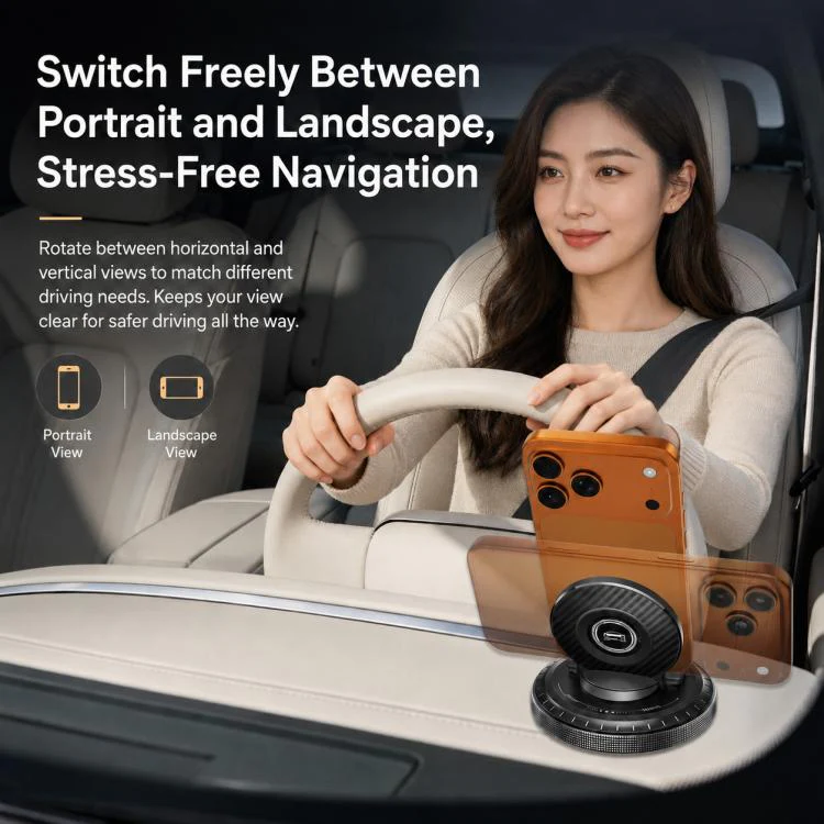 D7 Self-adhesive Rotating Base Car Center Console Phone Mount(Orange) - Image 8
