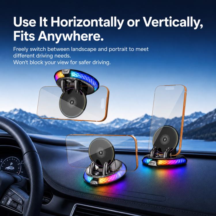 D9 Self-adhesive Rotating Base Car Wireless Charging Phone Holder(Black) - Image 3