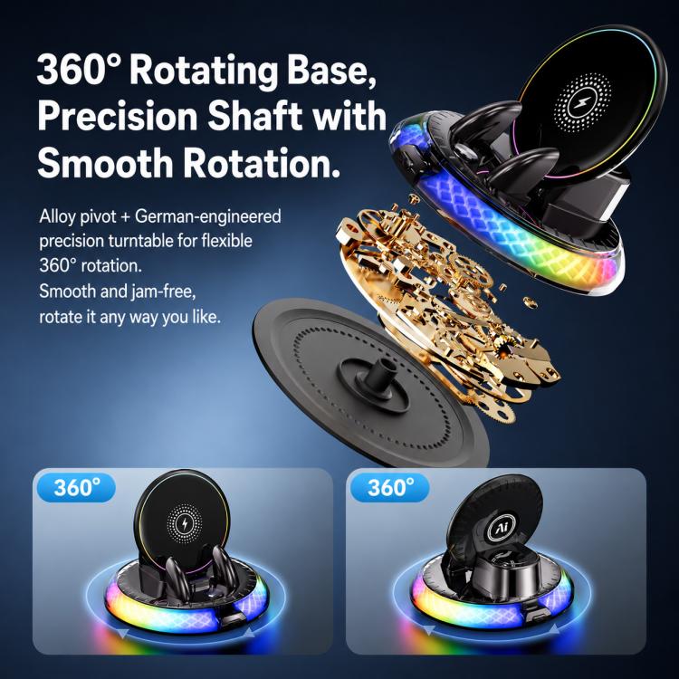 D9 Self-adhesive Rotating Base Car Wireless Charging Phone Holder(Black) - Image 8