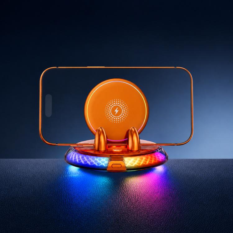D9 Self-adhesive Rotating Base Car Wireless Charging Phone Holder(Orange)