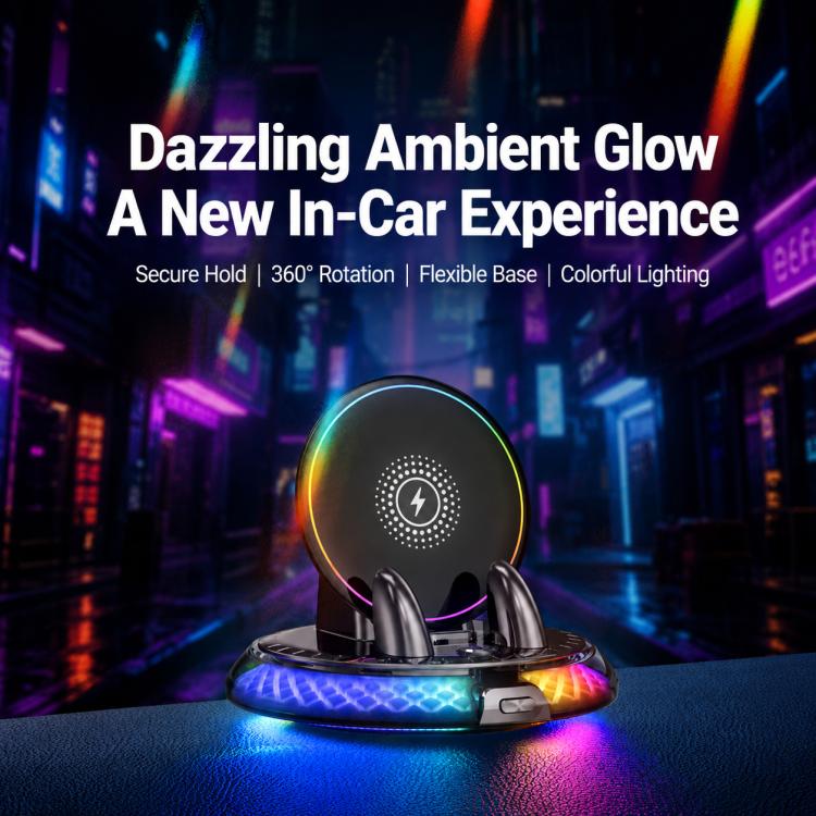 D9 Self-adhesive Rotating Base Car Wireless Charging Phone Holder(Orange) - Image 2