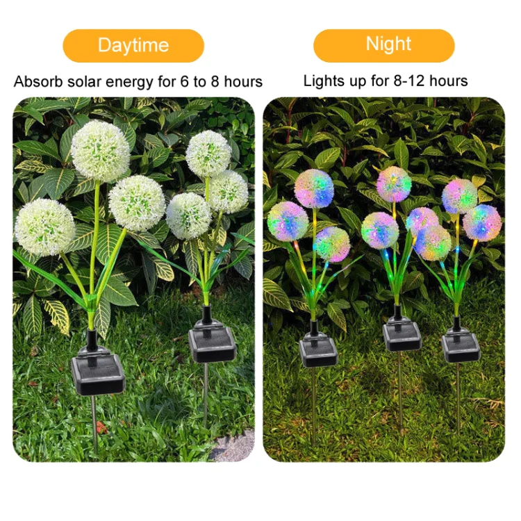 Dandelion Lawn Ground Plug Light Decoration Outdoor Solar LED Garden Lights, Model: 3 Head - Image 3