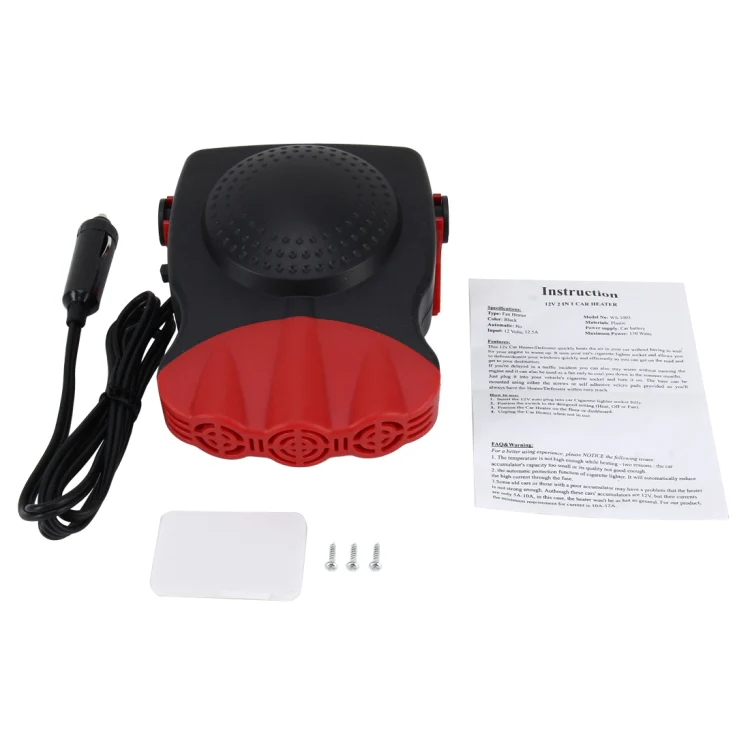DC 12V 150W Cold and Warm Dual Use Three Outlet Car Auto Electronic Heater Fan Windshield Defroster Demister(Red) - Image 5