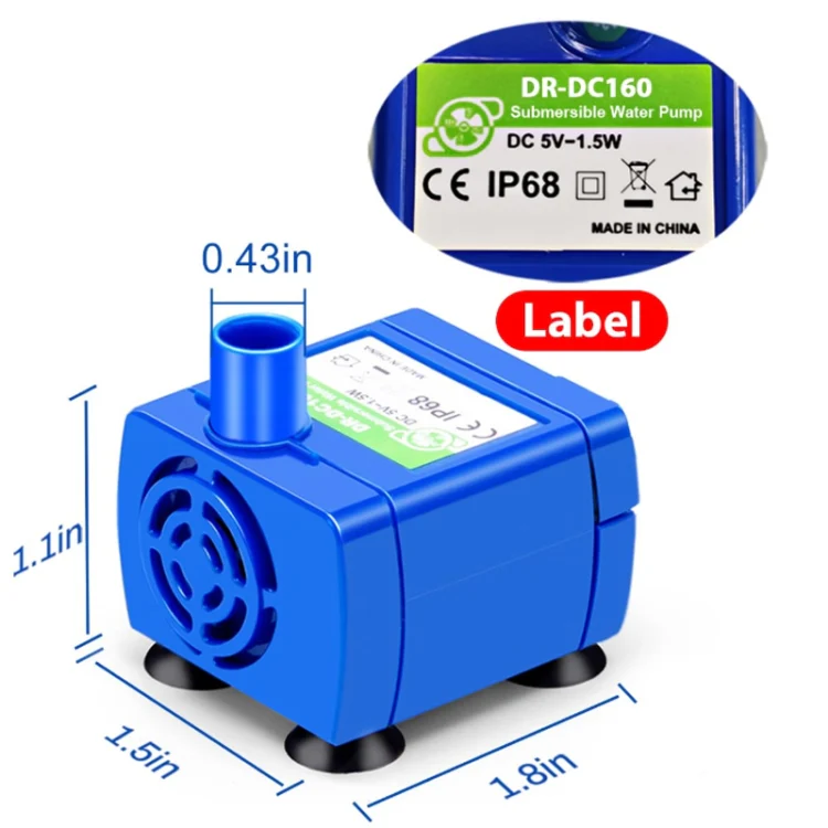 DC USB Pet Water Fountain Pump Cats Water Dispenser Brushless Silent Water Pump, Style: Blue LED Light - Image 3
