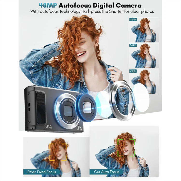 DC308 2.8-Inch 4K HD Front And Rear Dual-Camera 16X Zoom Digital Camera EU Plug(White) - Image 3