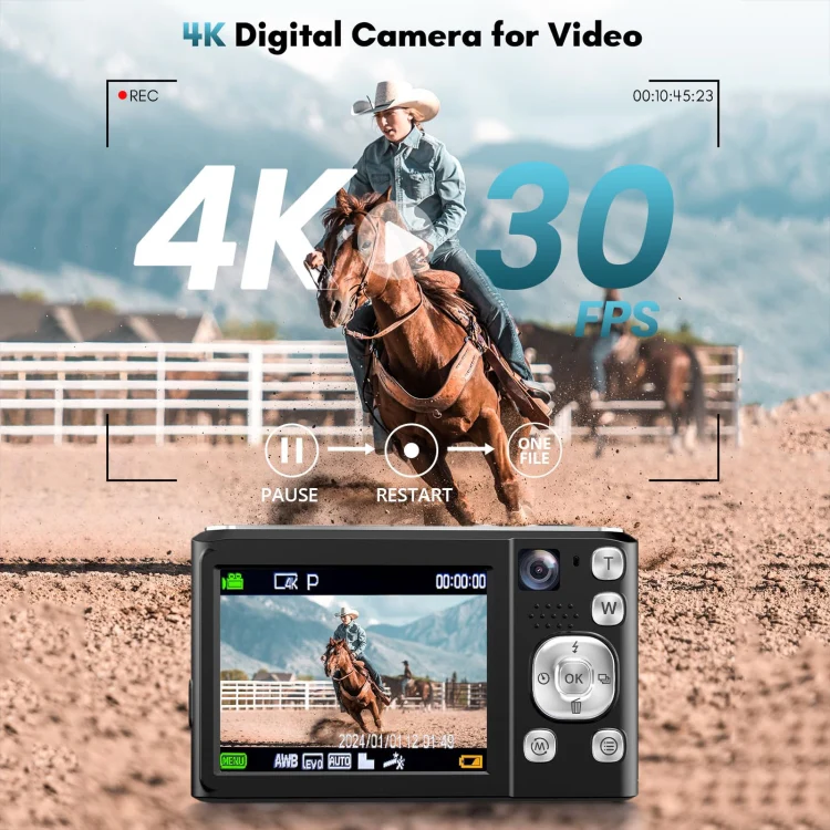 DC308 2.8-Inch 4K HD Front And Rear Dual-Camera 16X Zoom Digital Camera UK Plug(White) - Image 4
