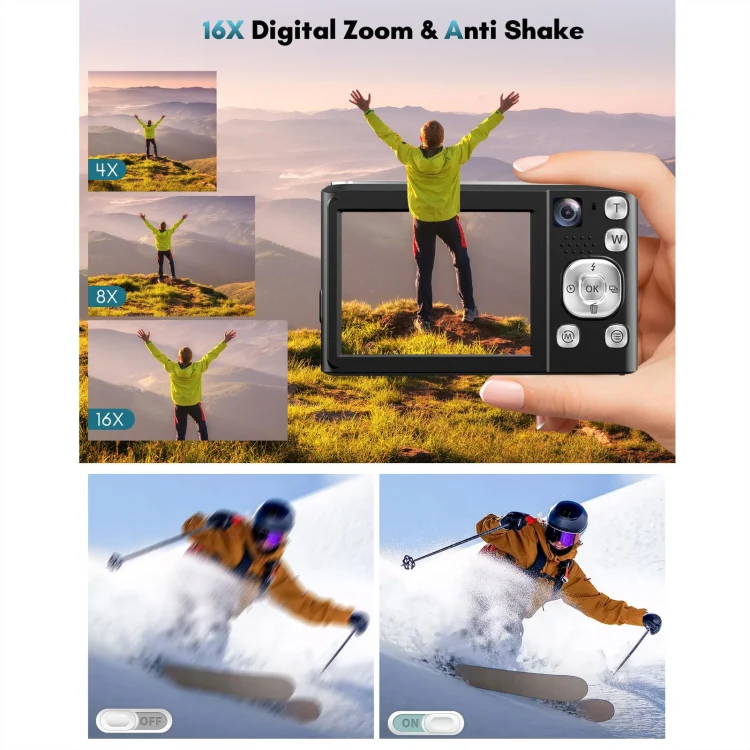 DC308 2.8-Inch 4K HD Front And Rear Dual-Camera 16X Zoom Digital Camera UK Plug(White) - Image 7