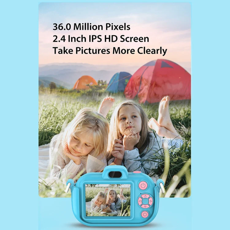 DC502 2.4-Inch 16X Zoom 2.7K Video Recording Children Digital Camera, Color: Blue + 32G(UK Plug) - Image 6