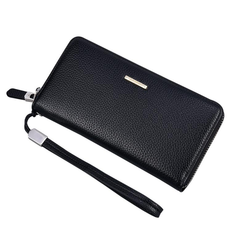DEABOLAR Portable Long Men Wallet Casual Zipper Billfold & Hand Pouch(Black)