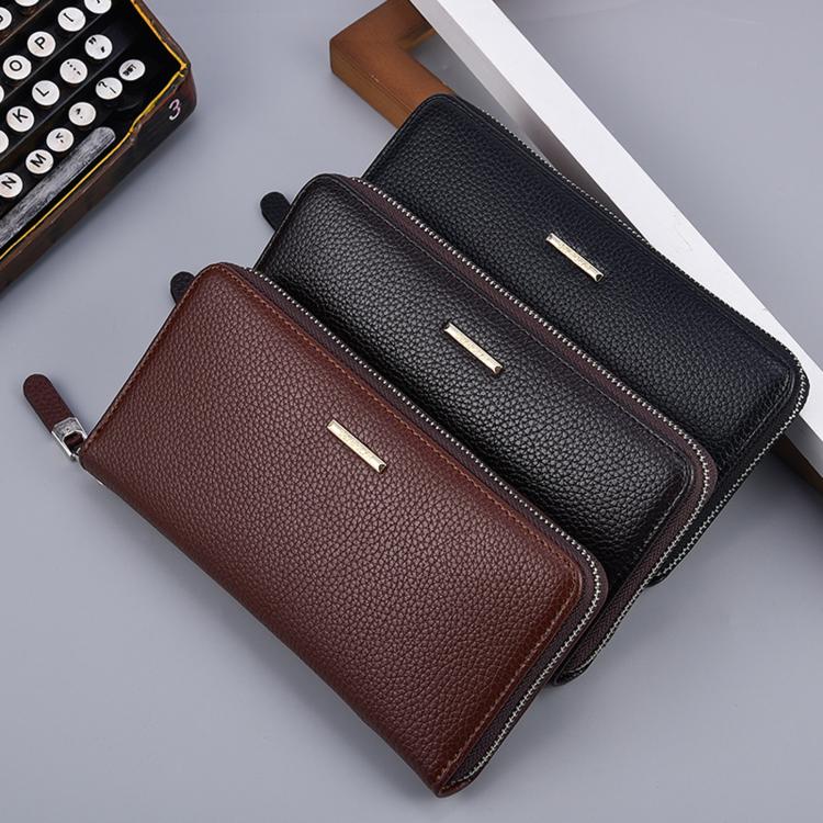 DEABOLAR Portable Long Men Wallet Casual Zipper Billfold & Hand Pouch(Black) - Image 2