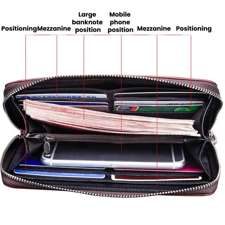DEABOLAR Portable Long Men Wallet Casual Zipper Billfold & Hand Pouch(Black) - Image 3