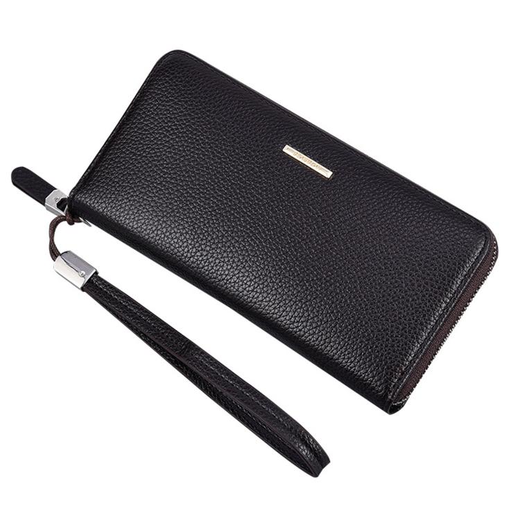 DEABOLAR Portable Long Men Wallet Casual Zipper Billfold & Hand Pouch(Dark Coffee)