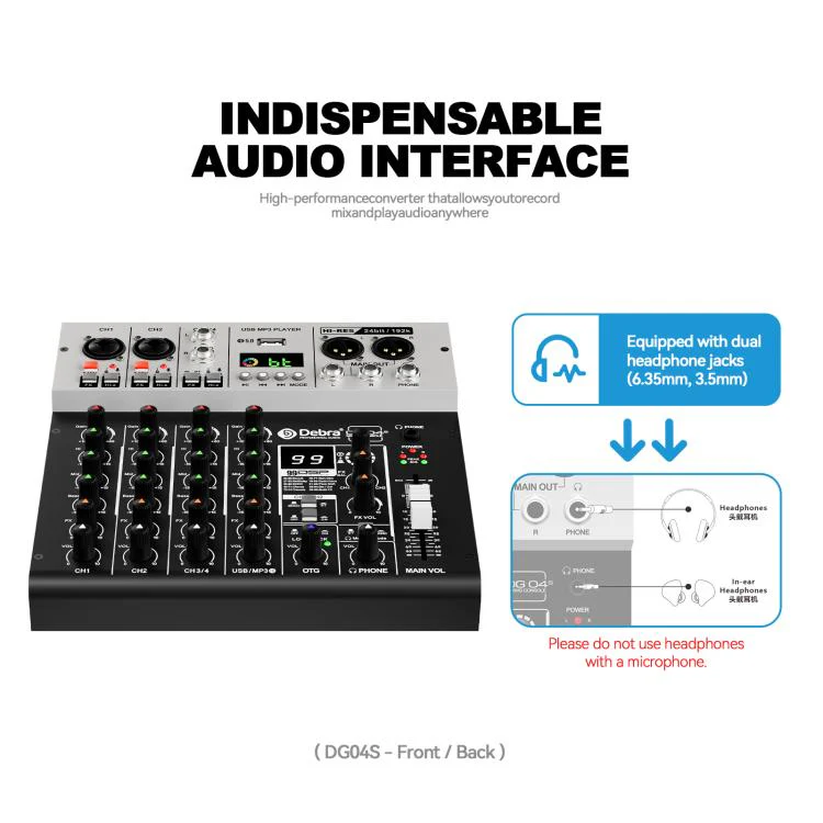DEBRA DG04S 24bit/192kHz 4-Channels Mixer Sound Card(EU Plug) - Image 4
