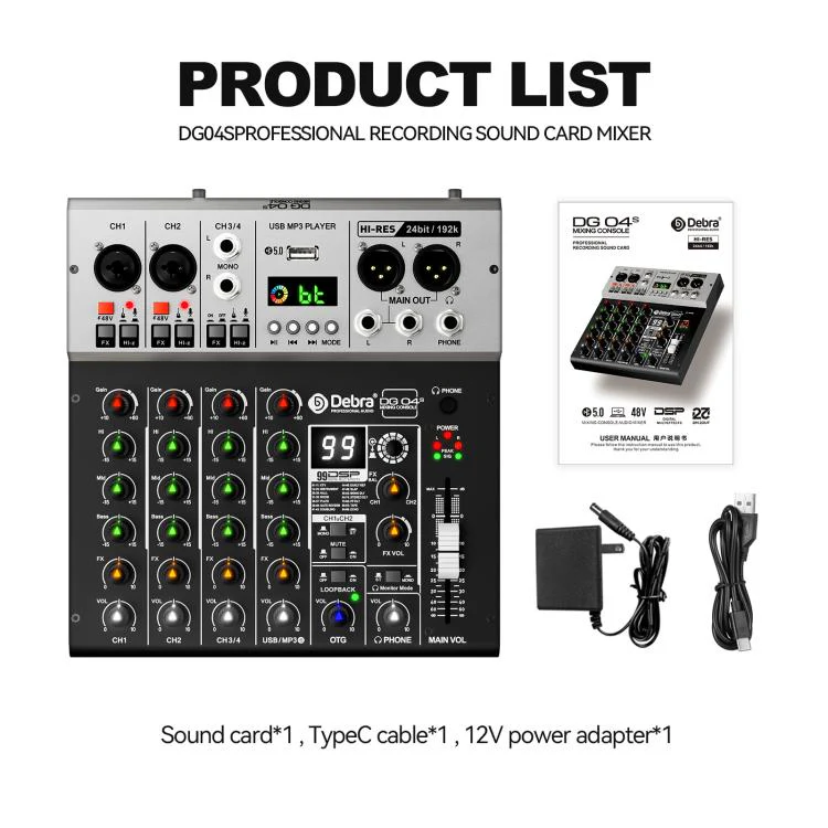 DEBRA DG04S 24bit/192kHz 4-Channels Mixer Sound Card(UK Plug) - Image 12