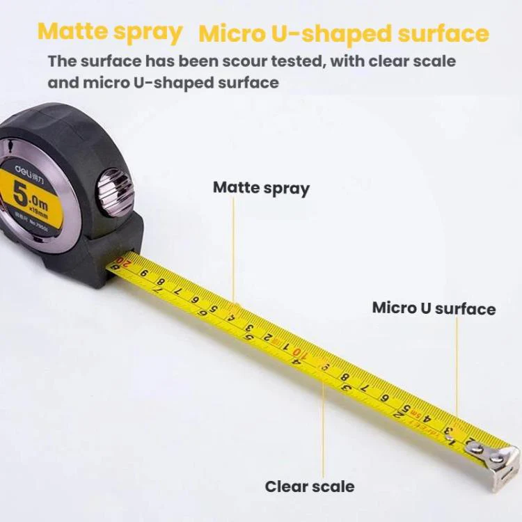 Deli 79550 3m x 16mm Self-Locking Steel Tape Measure TPR Covered Measuring Ruler - Image 4