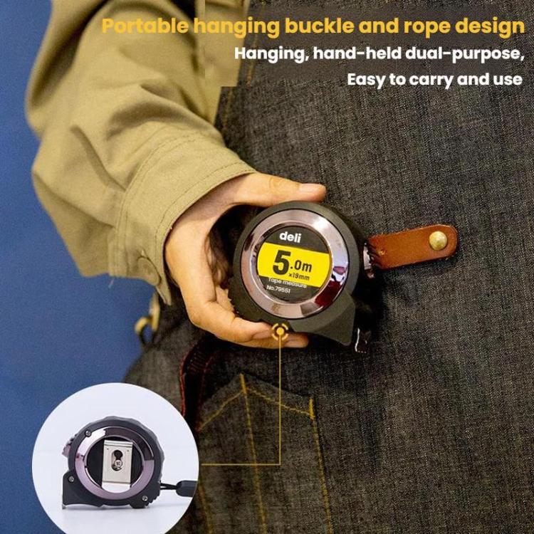 Deli 79551 5m x 19mm Self-Locking Steel Tape Measure TPR Covered Measuring Ruler - Image 8