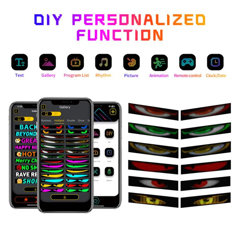 Demon Eye Car Ultra-Thin Waterproof LED Flexible Matrix Display Screen 2pcs 16 x 32 USB set - Image 4
