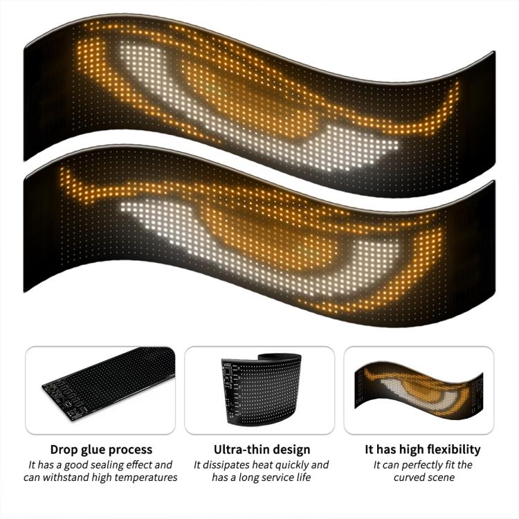 Demon Eye Car Ultra-Thin Waterproof LED Flexible Matrix Display Screen 2pcs 16 x 64 USB set - Image 2