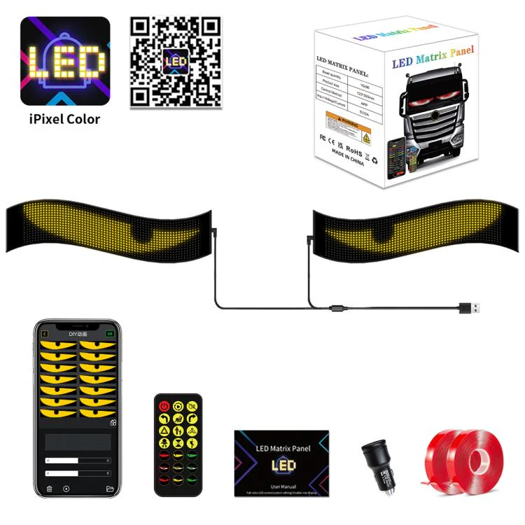Demon Eye Car Ultra-Thin Waterproof LED Flexible Matrix Display Screen 2pcs 16 x 96 USB set - Image 13