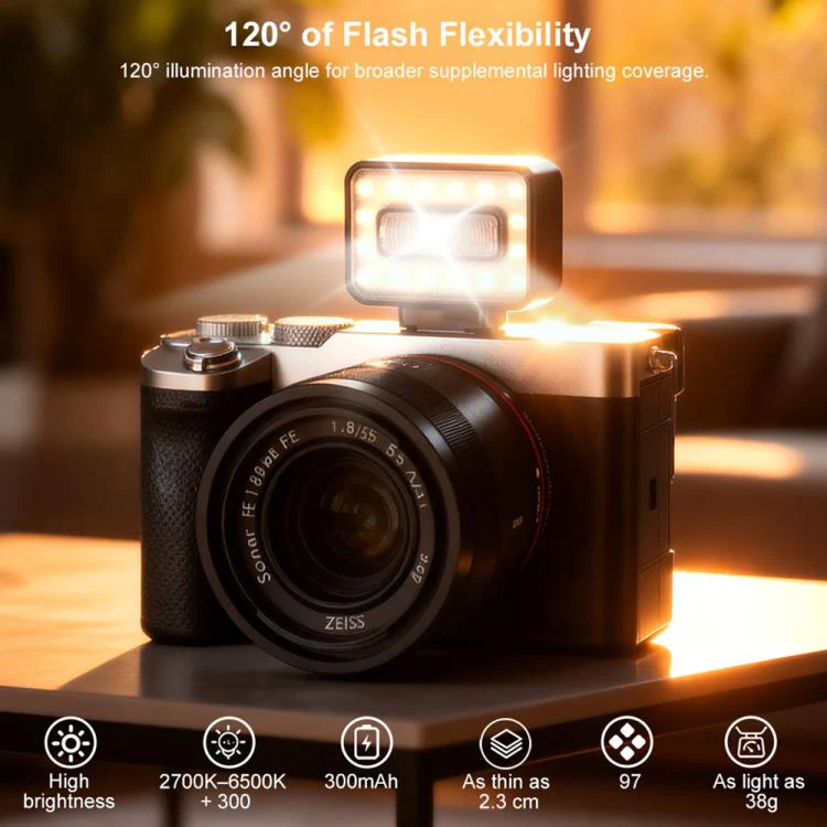 Desiontal F03 Mini On-Camera Flash Light Speedlite for Mirrorless Cameras (Black) - Image 2