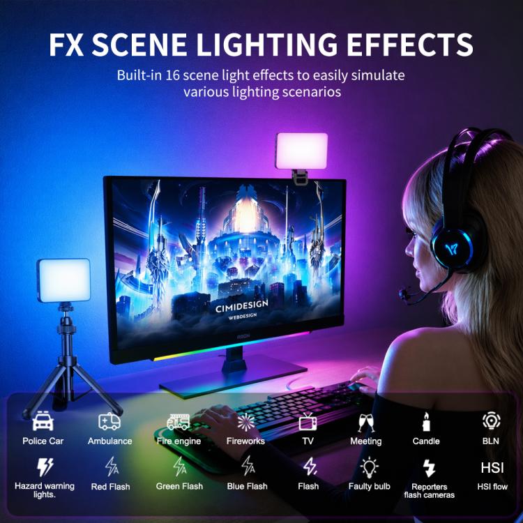 Desiontal iReal-X3 Slim RGB Fill Light 2500K-9000K Pocket LED Video Light (White) - Image 6