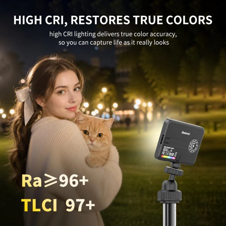 Desiontal iReal-X3 Slim RGB Fill Light 2500K-9000K Pocket LED Video Light (White) - Image 7