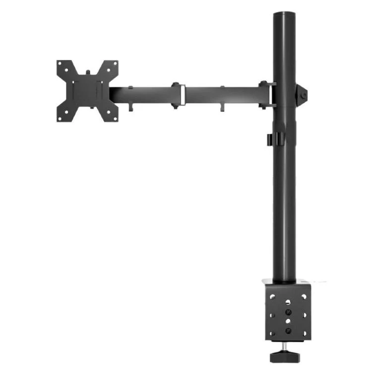 Desk Clamp Monitor Stand with Telescopic Arm, 40cm Height-Adjustable Pole Mount for Computer Screens(Black)