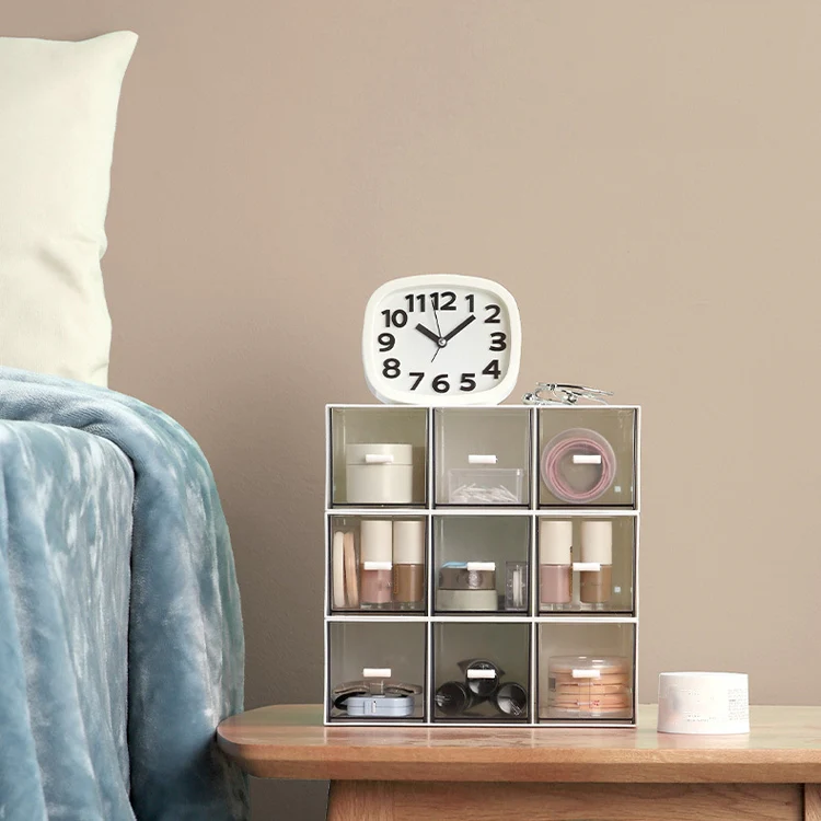 Desktop Drawer Storage Box Cosmetics Office Student Stationery Pen Dormitory Three Grid Desk Rack(Glacier Blue) - Image 6