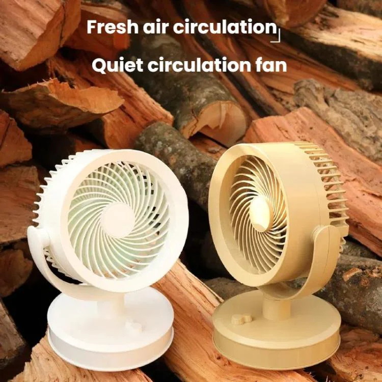 Desktop Fan Outdoor Student Office Portable Rechargeable USB Tabletop Small Fan, Color: With Light (Khaki) - Image 4