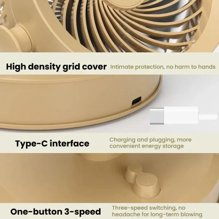 Desktop Fan Outdoor Student Office Portable Rechargeable USB Tabletop Small Fan, Color: With Light (White) - Image 11