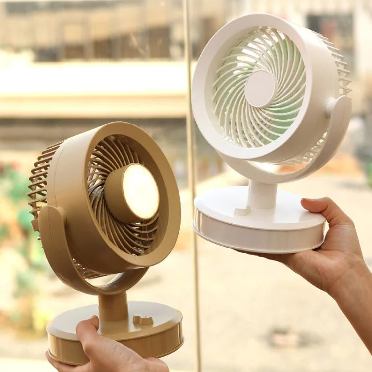 Desktop Fan Outdoor Student Office Portable Rechargeable USB Tabletop Small Fan, Color: Without Light (Khaki) - Image 2